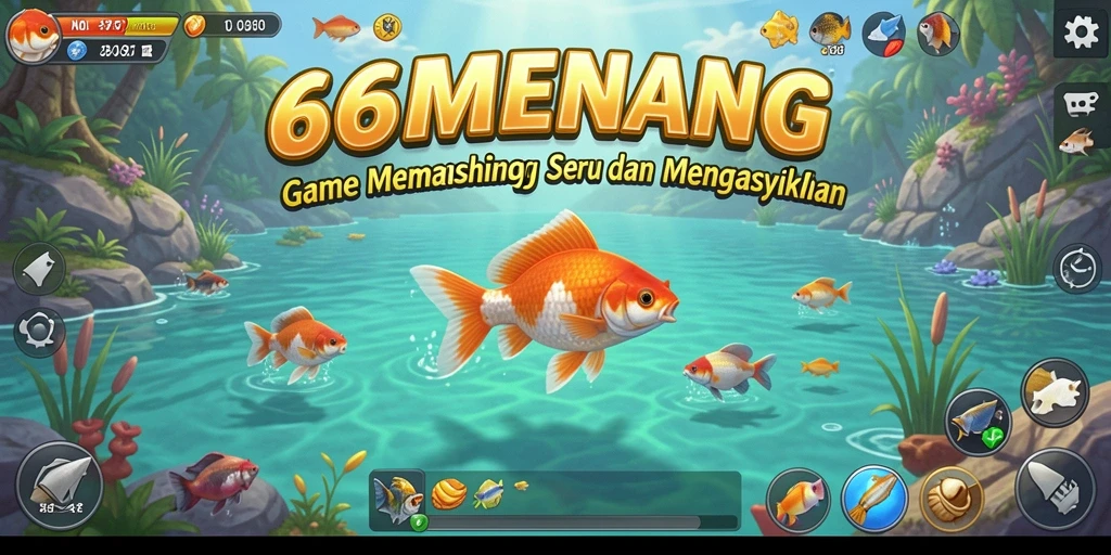 Tampilan gameplay 66MENANG dengan aksi memancing seru.