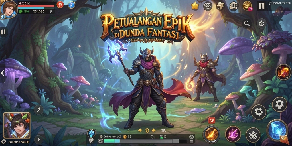 Screenshot gameplay 9ZK menampilkan karakter beraksi di dunia fantasi yang luas.