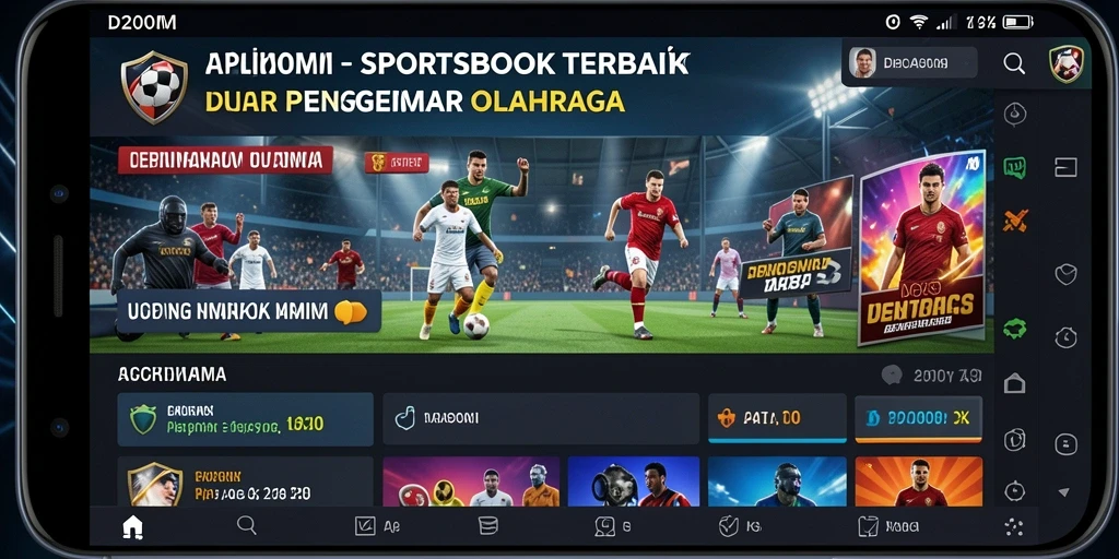 Tampilan screenshot D200M saat taruhan olahraga berlangsung.