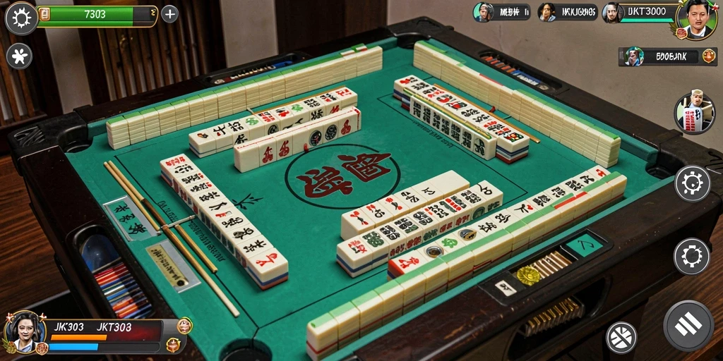 Screenshot gameplay JKT303 yang menunjukkan tantangan bermain Mahjong.