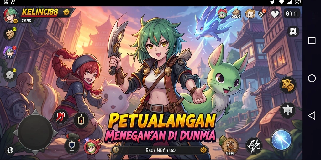 Tampilan gameplay KELINCI88 dengan karakter anime yang penuh aksi.