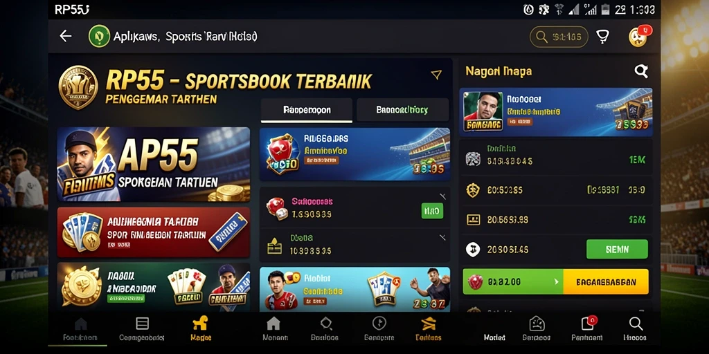 Tampilan gameplay aplikasi RP55 yang menarik dan interaktif.