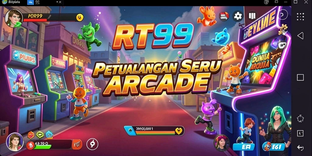Screenshot gameplay RT99 menampilkan aksi seru di level Arcade.