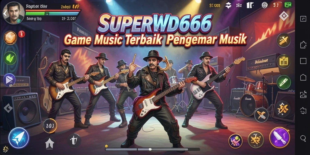 Screenshot gameplay SUPERWD666 menampilkan serunya bermain musik.